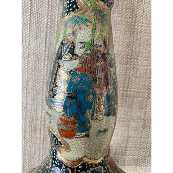 SATSUMA, VINTAGE HAND PAINTED, CANDLE HOLDERS - Picture 6 of 10